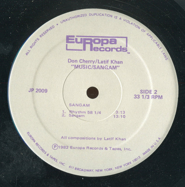Don Cherry / Latif Ahmed Khan : Music / Sangam (LP, Album)