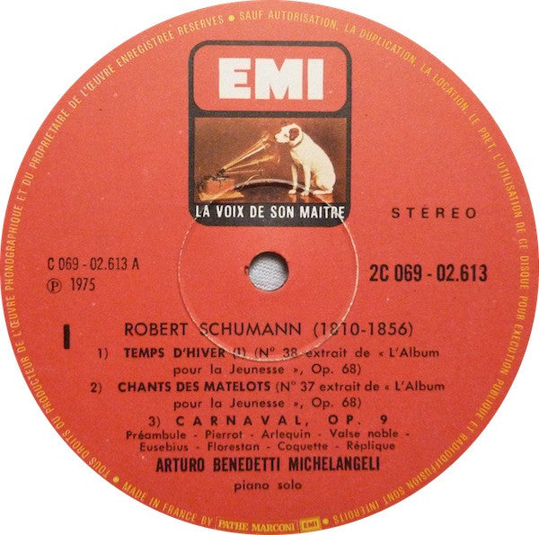 Robert Schumann - Arturo Benedetti Michelangeli : Carnaval Op. 9 & Trois Pièces Extraites De L'Album Pour la Jeunesse (LP)