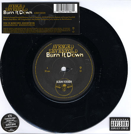 Avenged Sevenfold : Burn It Down (7", S/Sided, Single, Etch, Ltd)