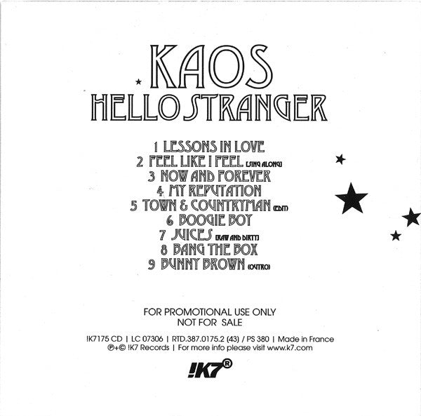 Kaos (6) : Hello Stranger (CD, Album, Promo)