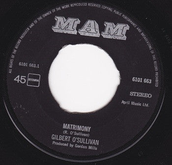 Gilbert O'Sullivan : Matrimony / January Git (7", Single)