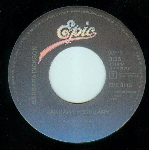 Barbara Dickson : January – February (7", Single, Lar)