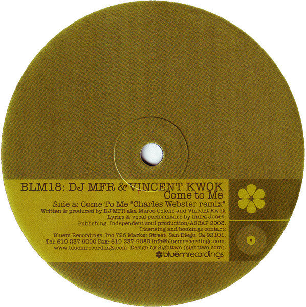 DJ MFR & Vincent Kwok : Come To Me (12")