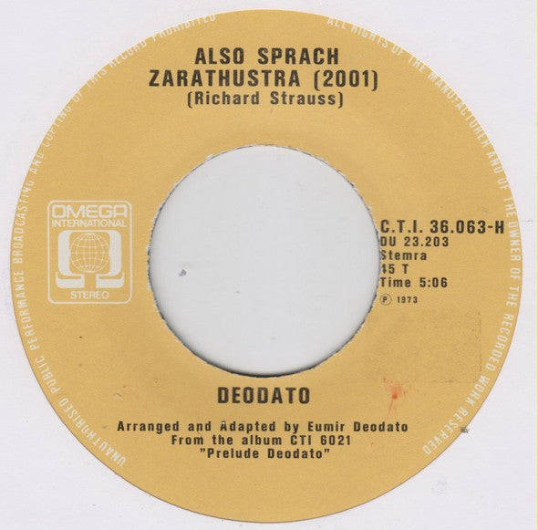 Deodato* : Also Sprach Zarathustra (2001) (7", Single)