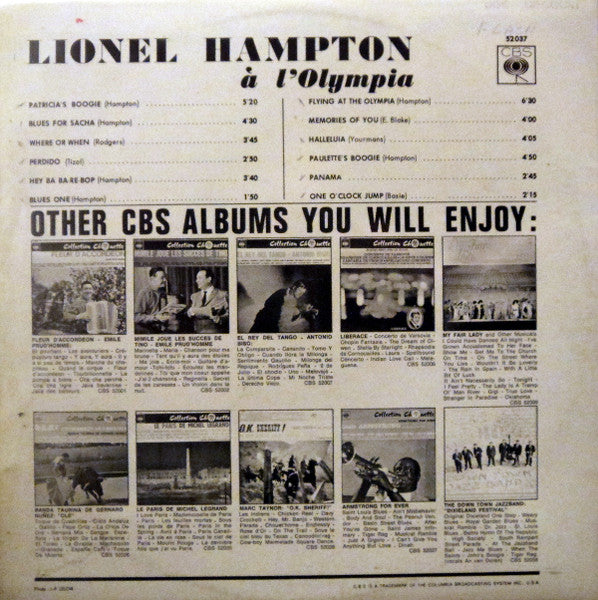 Lionel Hampton : Lionel Hampton A L'Olympia (LP)
