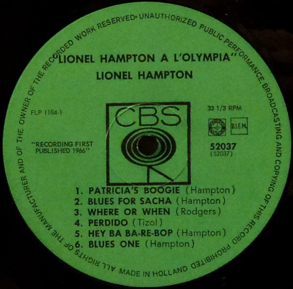 Lionel Hampton : Lionel Hampton A L'Olympia (LP)