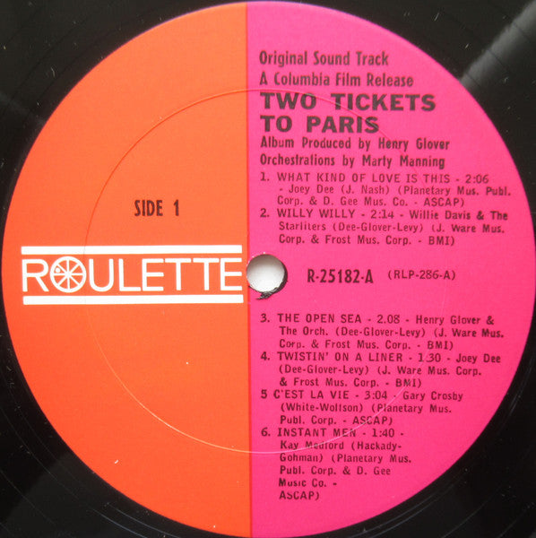 Joey Dee And The Starliters* : Two Tickets To Paris (LP, Mono)