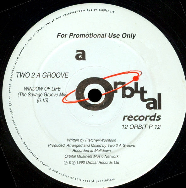 Two 2 A Groove : Window Of Life (12", Promo)