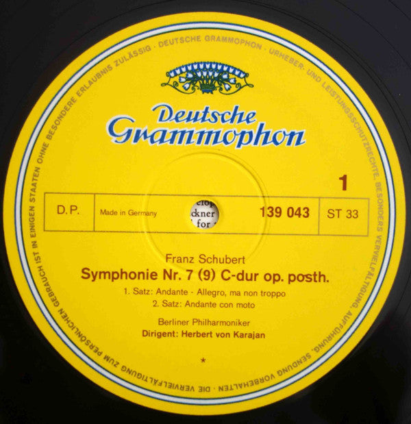 Schubert* - Berliner Philharmoniker, Herbert von Karajan : Symphonie Nr. 7 (9) (LP)