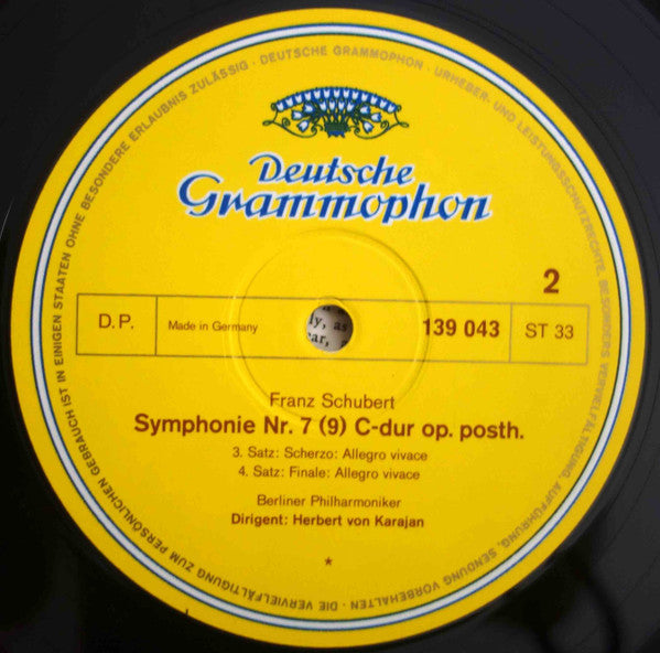 Schubert* - Berliner Philharmoniker, Herbert von Karajan : Symphonie Nr. 7 (9) (LP)
