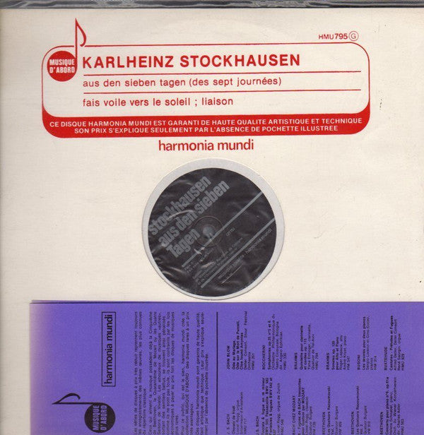 Karlheinz Stockhausen - Ensemble Musique Vivante : Aus Den Sieben Tagen = Des Sept Journées / Fais Voile Vers Le Soleil ; Liason (LP, RE)