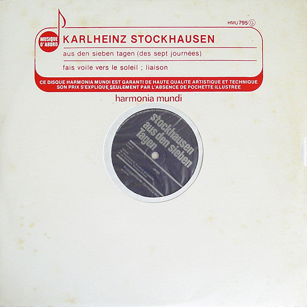 Karlheinz Stockhausen - Ensemble Musique Vivante : Aus Den Sieben Tagen = Des Sept Journées / Fais Voile Vers Le Soleil ; Liason (LP, RE)