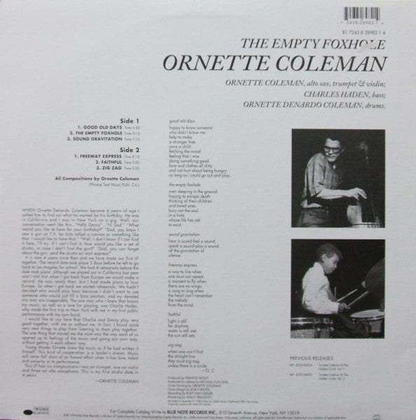 Ornette Coleman : The Empty Foxhole (LP, Album, Ltd, RE, 180)