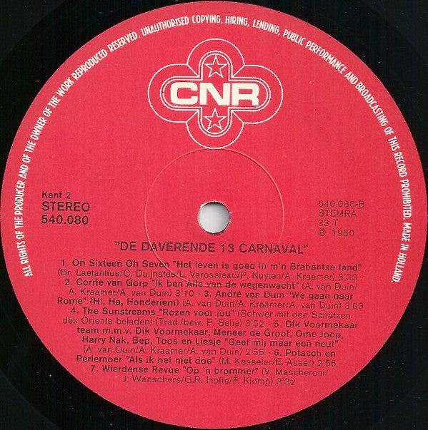 Various : De Daverende Dertien Carnaval (LP, Comp)