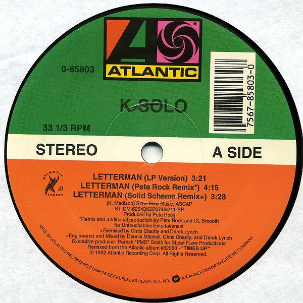 K-Solo : Letterman (12")