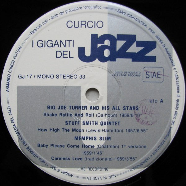 Big Joe Turner, Buck Clayton, Stuff Smith, Memphis Slim : I Giganti Del Jazz Vol. 17 (LP, Comp)