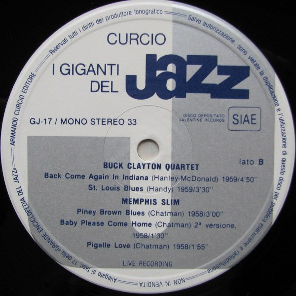 Big Joe Turner, Buck Clayton, Stuff Smith, Memphis Slim : I Giganti Del Jazz Vol. 17 (LP, Comp)