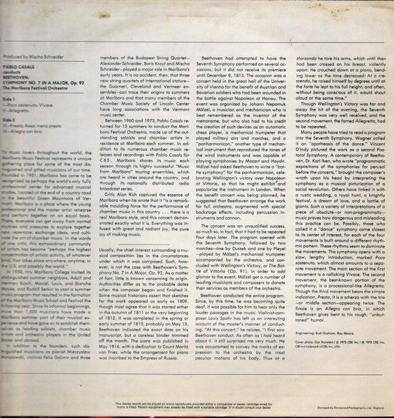 Casals*, Beethoven*, Marlboro Festival Orchestra : Symphony No.7 In A Major Op.92 (LP, Album)