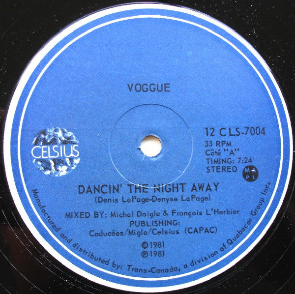 Voggue : Dancin' The Night Away / Roller Boogie (12")