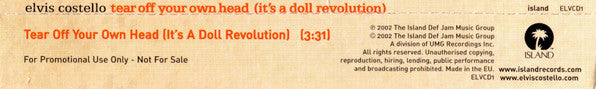 Elvis Costello : Tear Off Your Own Head (It's A Doll Revolution) (CD, Promo)
