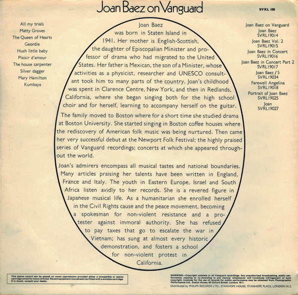 Joan Baez : Joan Baez On Vanguard (LP, M/Print, Smplr)