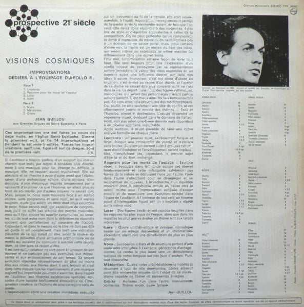 Jean Guillou : Visions Cosmiques - Improvisations Dédiées À L'équipage D'Apollo 8 (LP, Album)