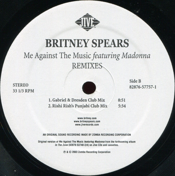 Britney Spears Featuring Madonna : Me Against The Music (Remixes) (2x12")