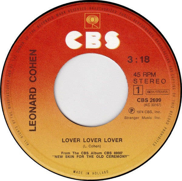 Leonard Cohen : Lover Lover Lover (7", Single)