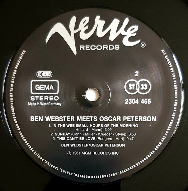 Ben Webster / Oscar Peterson : Ben Webster Meets Oscar Peterson (LP, RE)