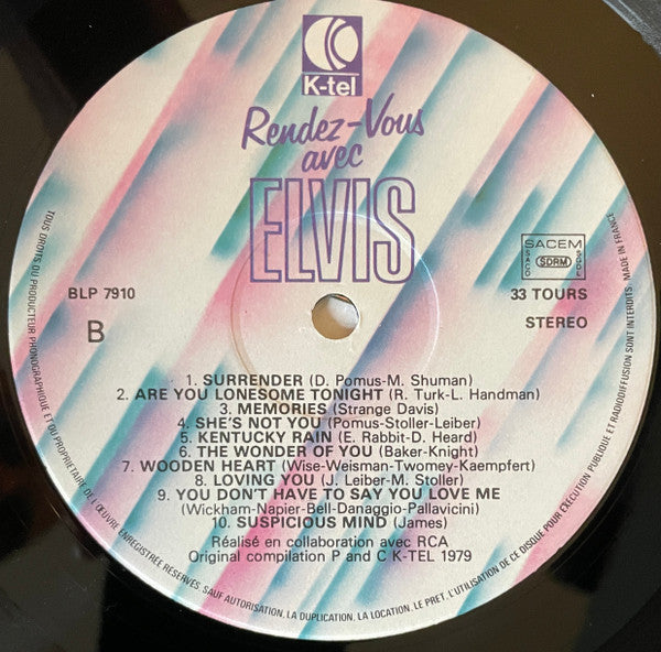 Elvis Presley : Rendez-Vous Avec Elvis (20 Love Songs) (LP, Comp)