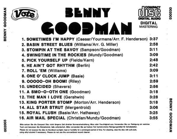 Benny Goodman : Swing Time (CD, RM)