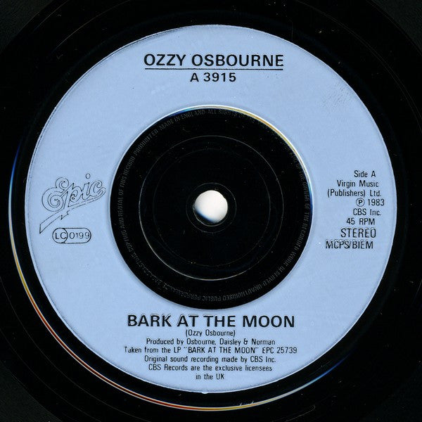 Ozzy Osbourne : Bark At The Moon (7", Single, Pal)