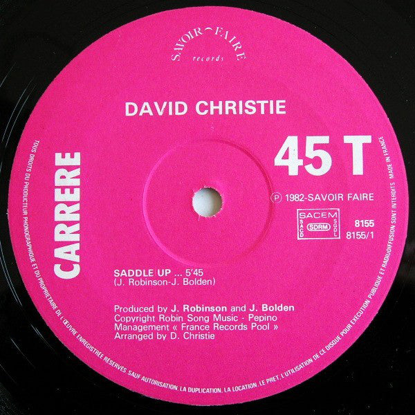 David Christie : Saddle Up (12", Maxi)