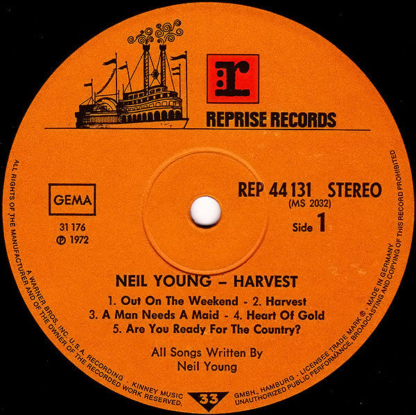 Neil Young : Harvest (LP, Album, Gat)