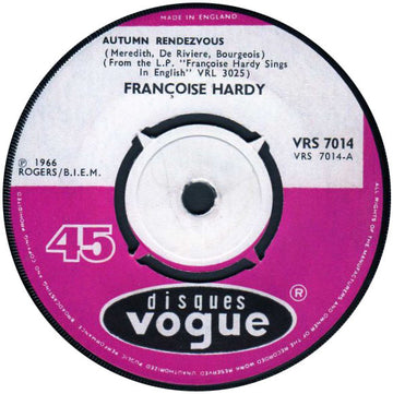 Françoise Hardy : Autumn Rendezvous / It's My Heart (7", Single)