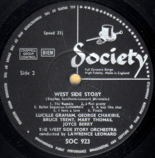 "West Side Story" 1963 London Cast, Orchestra Conducted By Lawrence Leonard With George Chakiris, Bruce Trent, Lucille Graham : West Side Story (LP, Mono)