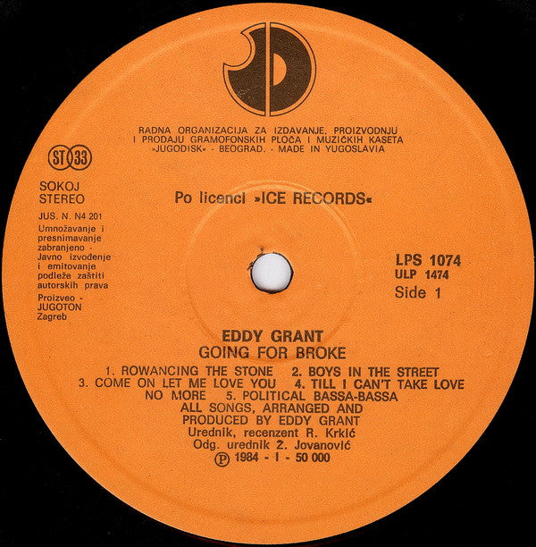 Eddy Grant : Going For Broke (LP, Album)