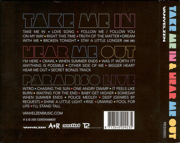 VanVelzen : Take Me In & Hear Me Out (CD, Album + DVD, Dig)