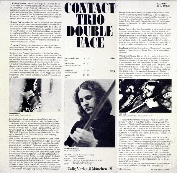 Contact Trio : Double Face (LP, Album)