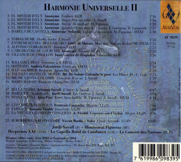 Jordi Savall • Montserrat Figueras • Hespèrion XXI • La Capella Reial De Catalunya • Le Concert Des Nations : Harmonie Universelle II (Portrait Alia Vox 2001-2004) (CD, Comp)