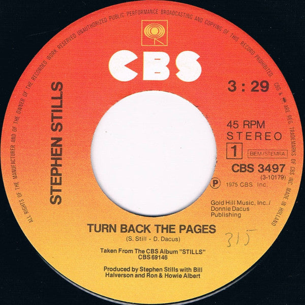 Stephen Stills : Turn Back The Pages (7")