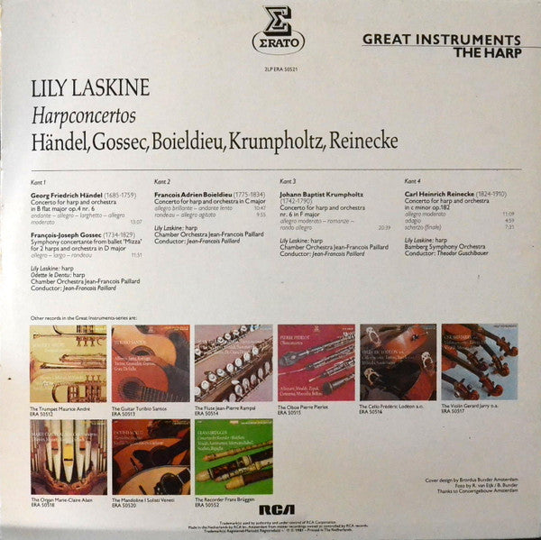 Georg Friedrich Händel, François-Adrien Boieldieu, François-Joseph Gossec, Carl Reinecke, Johann Baptist Krumpholtz - Lily Laskine : Harpconcertos (2xLP, Comp)