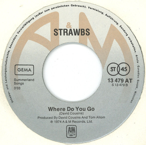 Strawbs : Hold On To Me (The Winter Long) / Where Do You Go (7", Single)