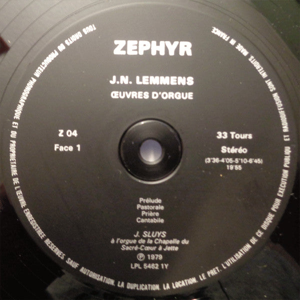 Jacques-Nicolas Lemmens – Jozef Sluys : Œuvres D'Orgue (LP)