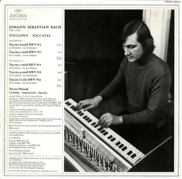Johann Sebastian Bach - Trevor Pinnock : Toccaten (BWV 913 • 911 • 914 • 915 • 916) (LP, Gat)