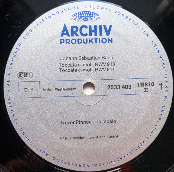 Johann Sebastian Bach - Trevor Pinnock : Toccaten (BWV 913 • 911 • 914 • 915 • 916) (LP, Gat)