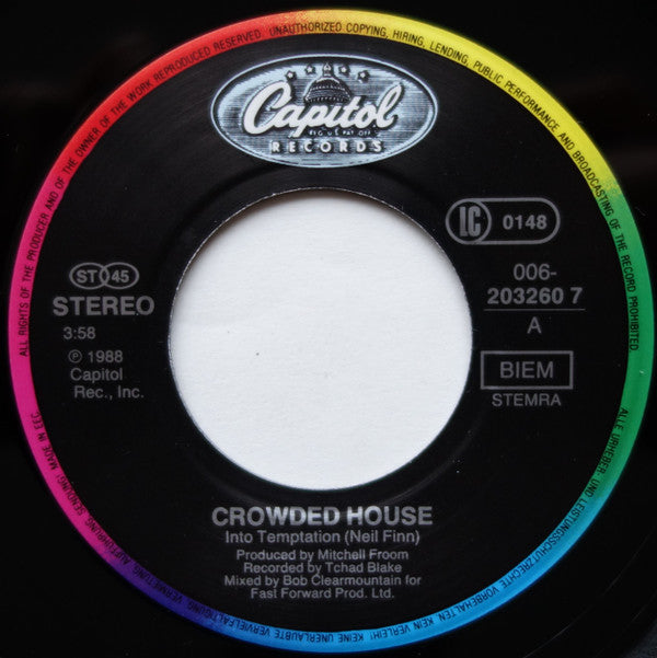 Crowded House : Into Temptation (7", Single)