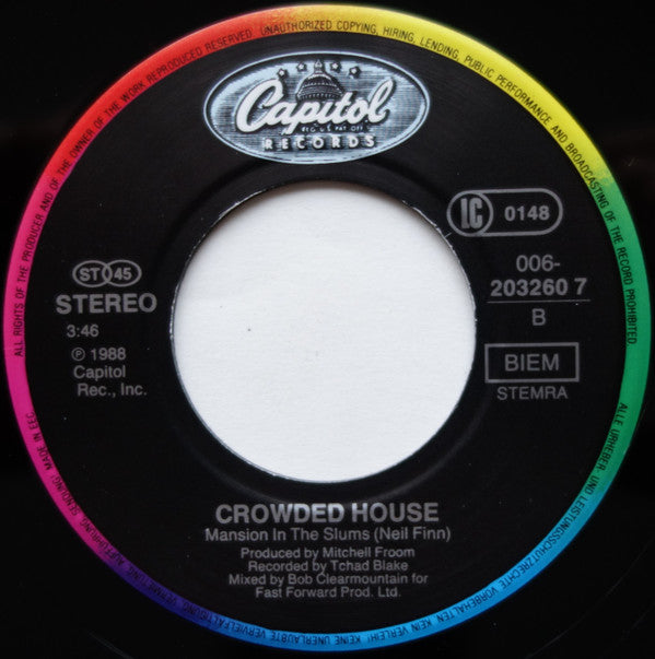 Crowded House : Into Temptation (7", Single)