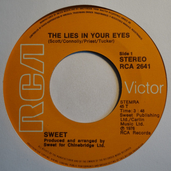 The Sweet : The Lies In Your Eyes (7", Single)