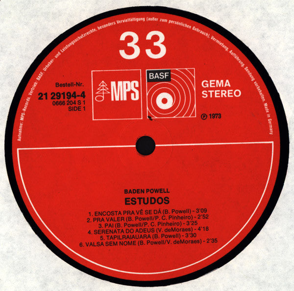 Baden Powell : Estudos (LP, Album, RE)